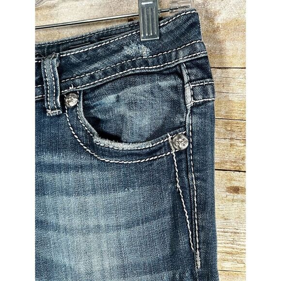 MISS ME BOOTCUT LACE JEWELED EMBROIDERED CONCERT FESTIVAL  PREMIUM DENIM JEANS - Picture 9 of 10